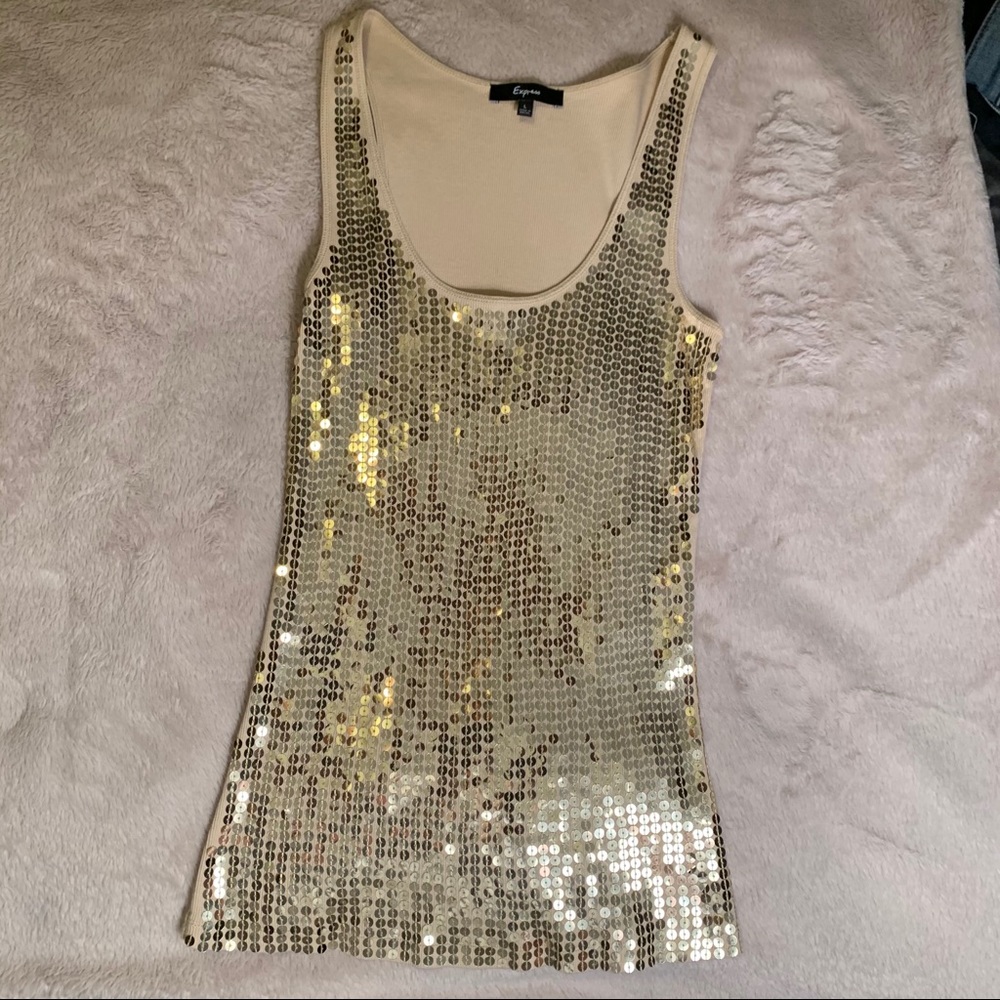 Express gold sequin tank top